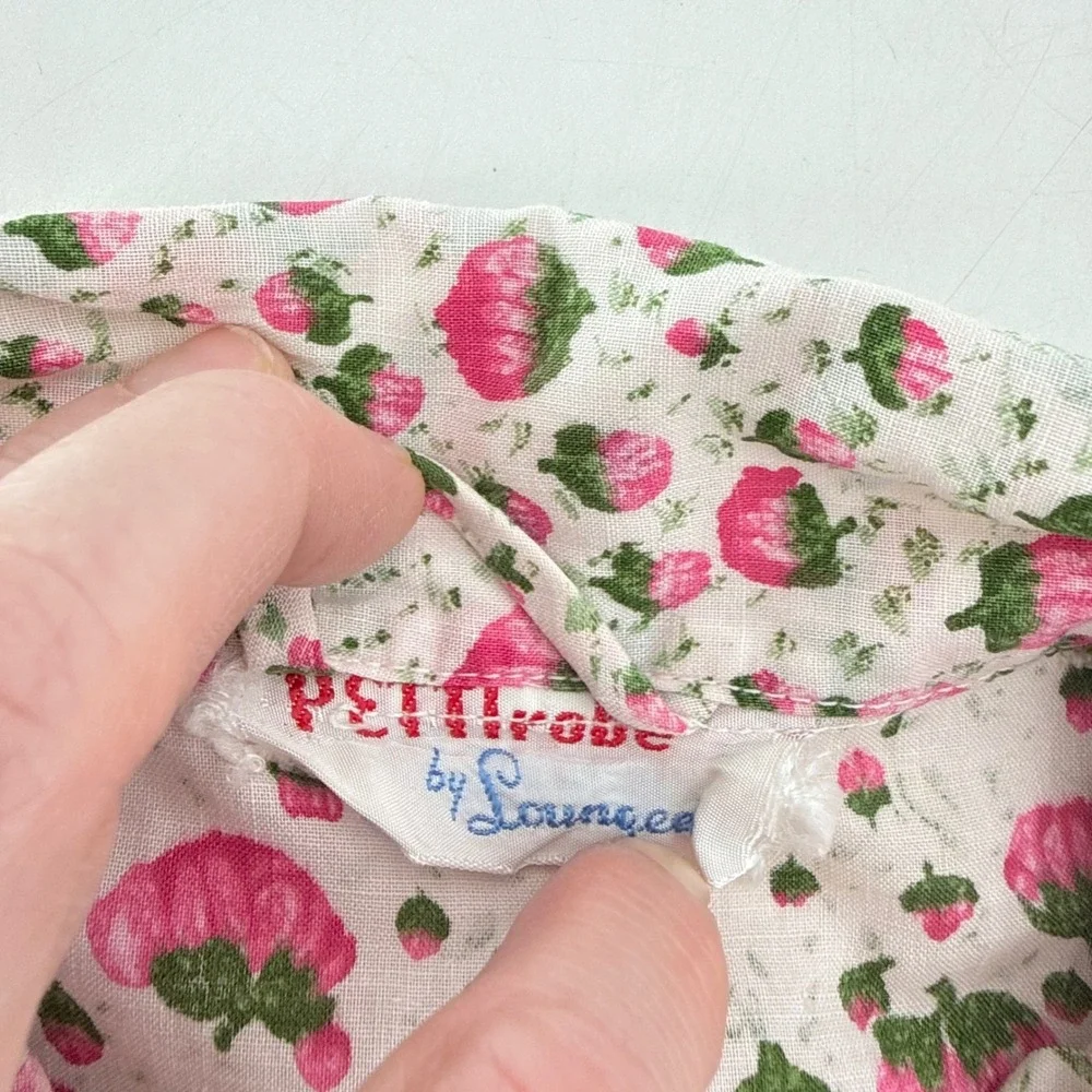 Vintage Loungees Robe Floral‎ Girls Pink White Button Front